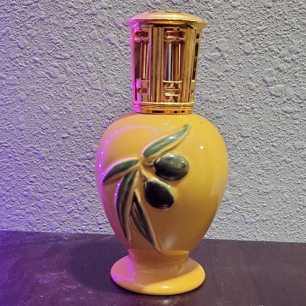 Vintage Lampe Berger Fragrance Lamp Yellow With Olive Design